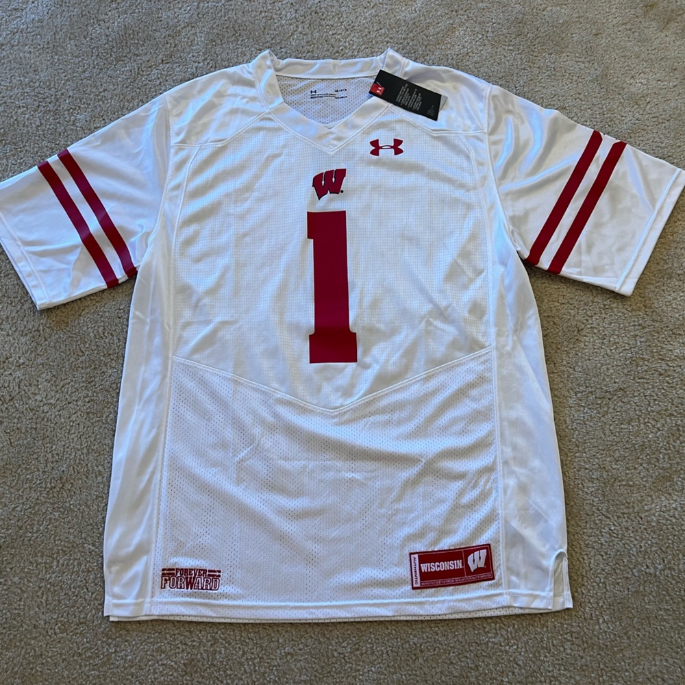 $100 Under Armour Wisconsin Badgers #1 Authentic Jersey men football top shirt